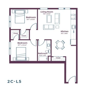 Rendering of the 2C-L5 floor plan layout
